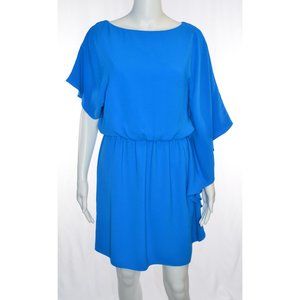 Trina Turk Maison Asymmetrical Sleeves Dress Brilliant Blue Size S